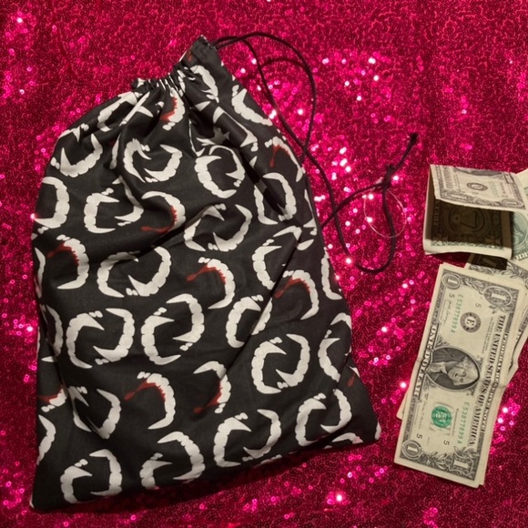Vampire Fangs Bite Death Kiss Stripper Money Bag Dancewear Club Rave goth emo - Picture 14 of 14